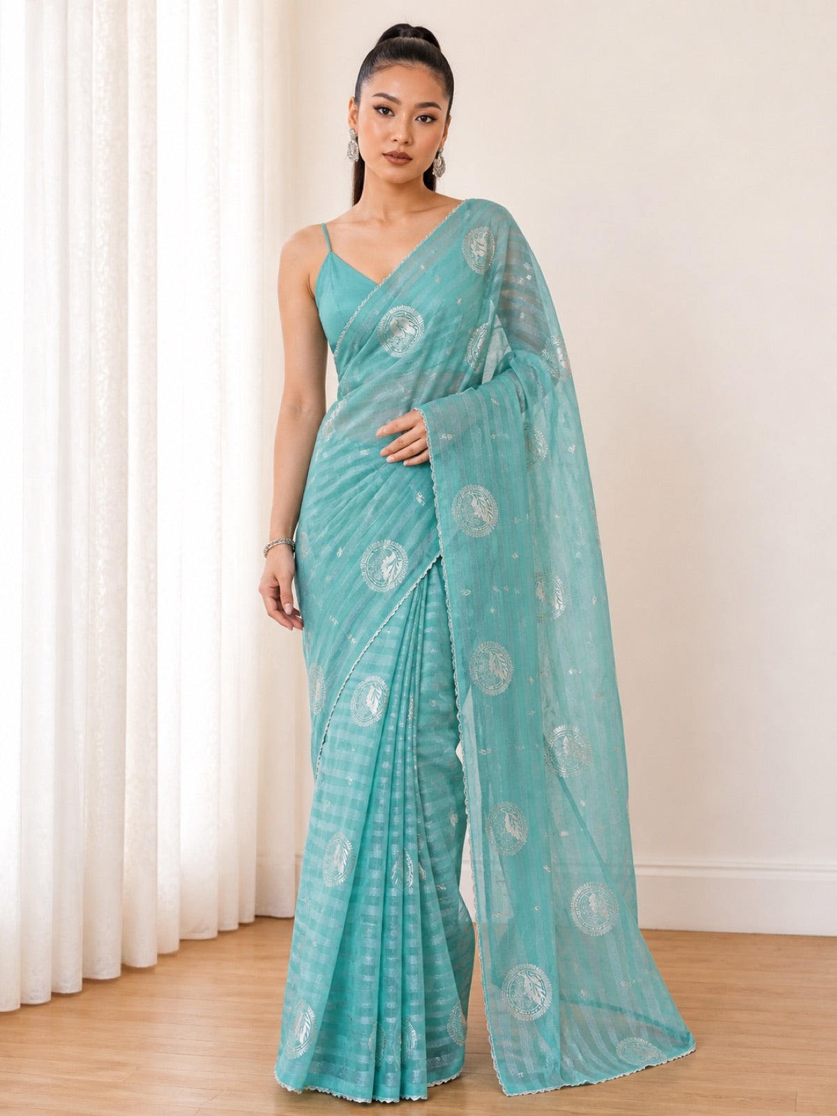 Sadhya Kota Silk Saree With Thread Work - full front view