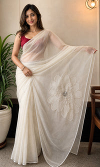 Dastkari Pure Organza Saree With Handwork Embroidery — view 2