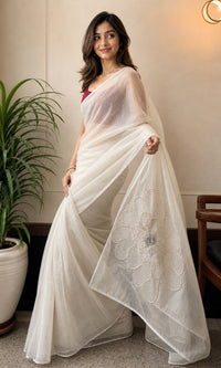 Dastkari Pure Organza Saree With Handwork Embroidery — view 3