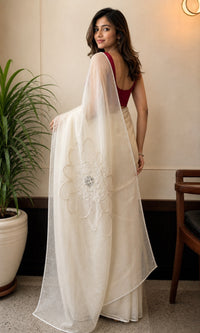 Dastkari Pure Organza Saree With Handwork Embroidery — view 4