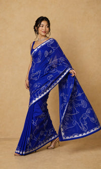 Jamdani Pure Cotton Jamdani Saree With Gold Zari And Meenakari — view 3