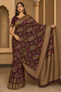 Roshan Pure Khaddi Georgette Silk Saree With Antique Zari Weaving — view 2