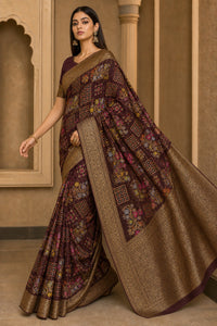 Roshan Pure Khaddi Georgette Silk Saree With Antique Zari Weaving — view 3