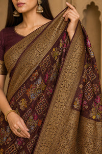 Roshan Pure Khaddi Georgette Silk Saree With Antique Zari Weaving — view 5