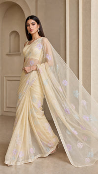 Anokhi Chanderi Saree With Thread Work Embroidery — view 3