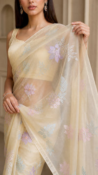 Anokhi Chanderi Saree With Thread Work Embroidery — view 5