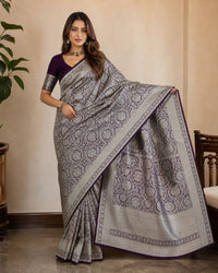 Brocade Pure Katan Silk Saree With Gold Zari Weaving And Brocade — view 2