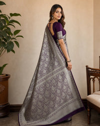 Brocade Pure Katan Silk Saree With Gold Zari Weaving And Brocade — view 4