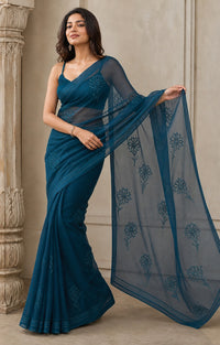 Parat Pure Organza Silk Saree With Applique Work — view 2