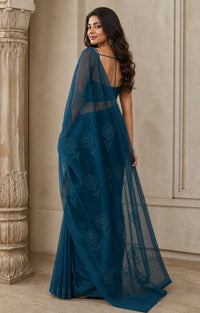 Parat Pure Organza Silk Saree With Applique Work — view 4