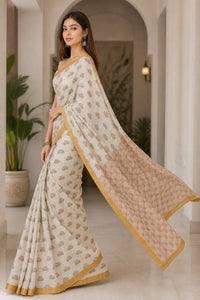 Mashroo Silk Saree With Gold Zari Weaving — view 3