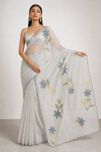 Raunak Pure Chanderi Silk Saree With Gold Zari Weaving — view 2