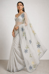 Raunak Pure Chanderi Silk Saree With Gold Zari Weaving — view 3
