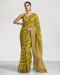 Arashi Pure Organza Saree With Gold Zari Weaving And Arashi Dye — view 1