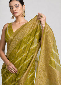 Arashi Pure Organza Saree With Gold Zari Weaving And Arashi Dye — view 5