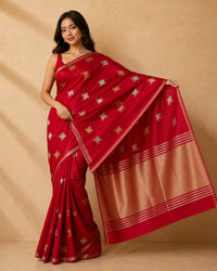 Nandi Pure Handloom Raw Mango Silk Saree With Sonarupa Zari And Nandi Motif — view 2