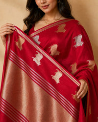 Nandi Pure Handloom Raw Mango Silk Saree With Sonarupa Zari And Nandi Motif — view 5