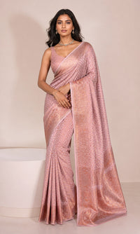 Tamra Pure Khaddi Crepe Silk Saree With Copper Zari Weaving — view 1