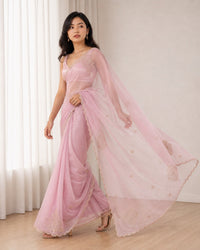 Zameen Pure Organza Saree With Hand Embroidery — view 3