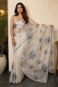 Bagh Pure Organza Saree With Thread Work And Applique — view 2