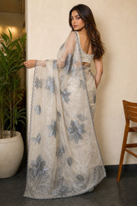 Bagh Pure Organza Saree With Thread Work And Applique — view 4