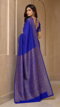 Ombre Pure Khaddi Georgette Silk Saree With Antique Zari And Ombre — view 4