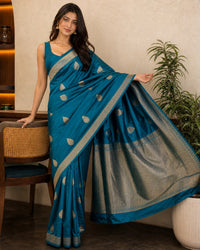 Katan Pure Banarasi Katan Silk Saree With Gold Zari Weaving — view 2