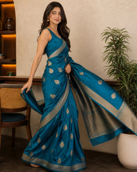 Katan Pure Banarasi Katan Silk Saree With Gold Zari Weaving — view 3
