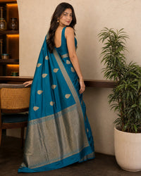 Katan Pure Banarasi Katan Silk Saree With Gold Zari Weaving — view 4