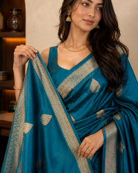 Katan Pure Banarasi Katan Silk Saree With Gold Zari Weaving — view 5