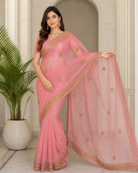 Kinara Pure Crepe Silk Saree With Gold Zari And Contrast Border Blouse — view 2