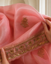 Kinara Pure Crepe Silk Saree With Gold Zari And Contrast Border Blouse — view 5