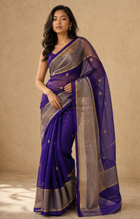 Jhilmil Pure Organza By Tissue Silk Saree With Gold Zari Weaving — view 1