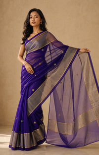 Jhilmil Pure Organza By Tissue Silk Saree With Gold Zari Weaving — view 2