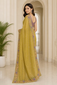 Kantha Tussar Silk Saree With Kantha Embroidery — view 4