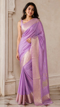 Sangam Pure Organza Saree With Hand Embroidery And Tussar Silk Blouse — view 1