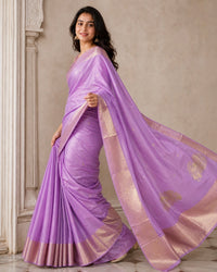 Sangam Pure Organza Saree With Hand Embroidery And Tussar Silk Blouse — view 3