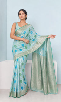 Jharokha Pure Kota Silk Saree With Gold Zari Weaving — view 2