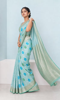 Jharokha Pure Kota Silk Saree With Gold Zari Weaving — view 3