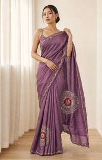 Katdana Pure Tussar Silk Saree With Katdana Sequence Embroidery — view 1