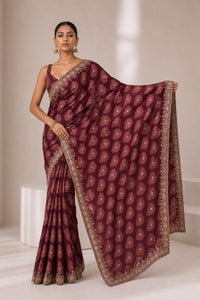 Purani Georgette Saree With Antique Zari Weaving And Hand Embroidery — view 2