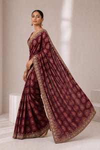 Purani Georgette Saree With Antique Zari Weaving And Hand Embroidery — view 3