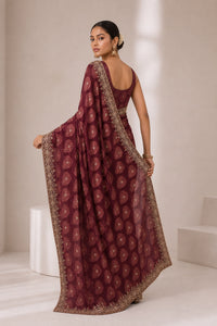 Purani Georgette Saree With Antique Zari Weaving And Hand Embroidery — view 4