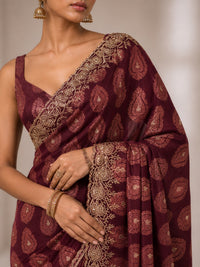 Purani Georgette Saree With Antique Zari Weaving And Hand Embroidery — view 5