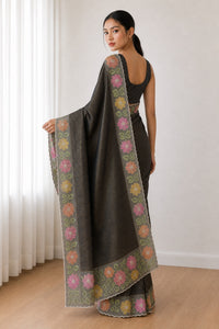 Rekha Pure Linen Saree With Digital Print And Silver Weaving — view 4