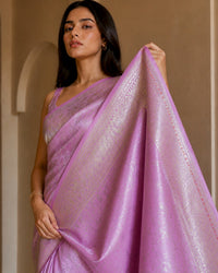 Meenakari Pure Raw Mango Silk Saree With Gold Zari And Red Meenakari — view 5