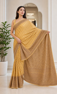 Khaddi Pure Khaddi Georgette Saree With Antique Zari Weaving — view 2