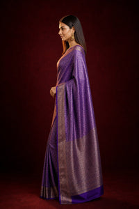 Rajsi Amethyst Banarasi Silk Saree With Antique Zari Weave — view 3