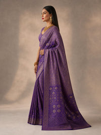 Rajwada Violet Banarasi Silk Saree With Intricate Antique Zari — view 3