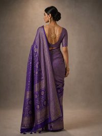 Rajwada Violet Banarasi Silk Saree With Intricate Antique Zari — view 4